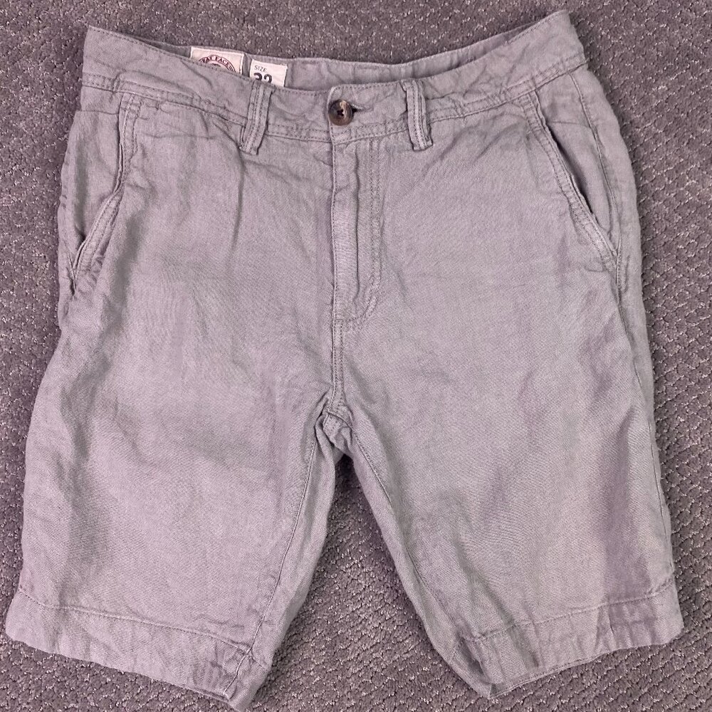 Fat Face Baird McNutt Linen Shorts Men's 32 Fossil Grey Gray 100% Linen